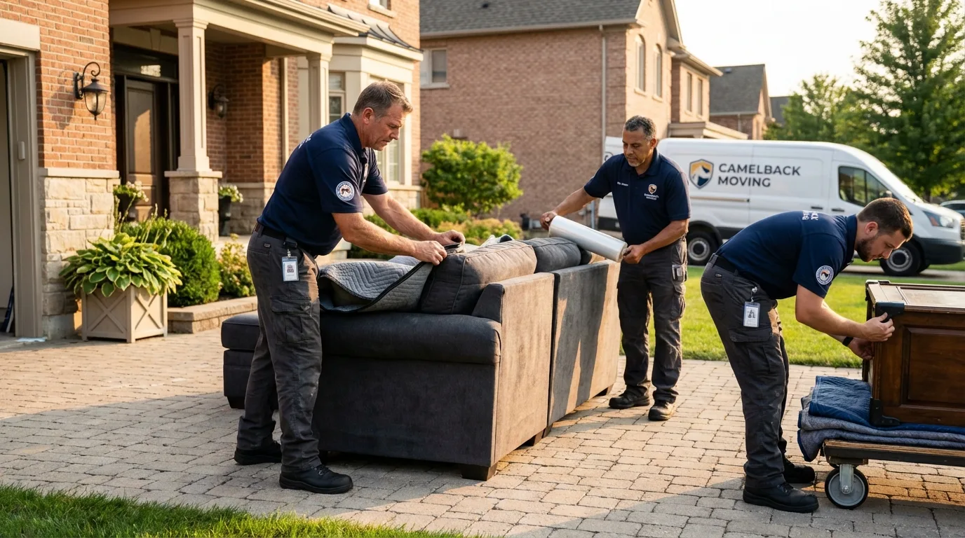 Large estate moving crew wrapping furniture in Sun City West, AZ