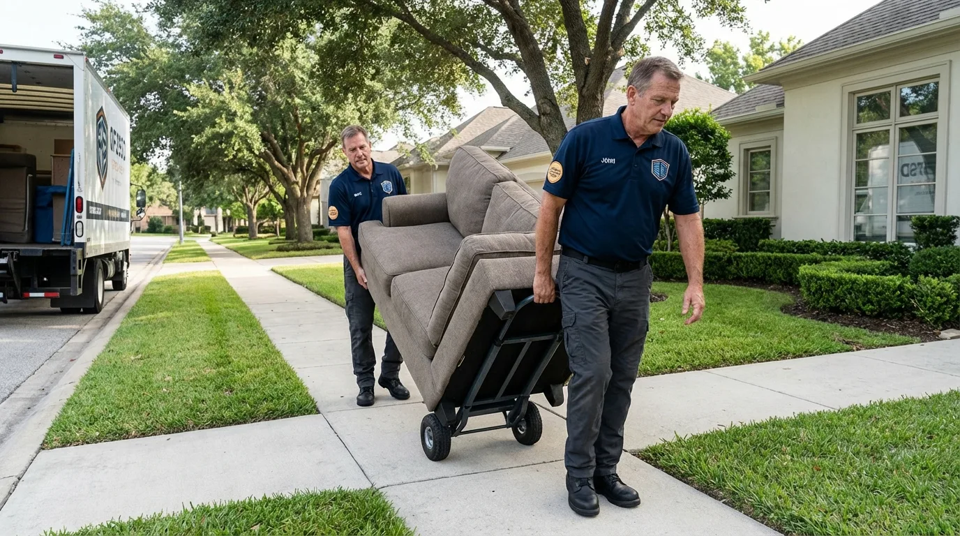 Local residential moving crew loading furniture in Sun City West, AZ